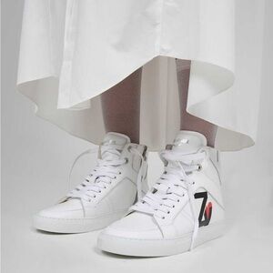 Zadig & Voltaire Women’s White Leather High Flash Smooth Logo Sneakers Size 37